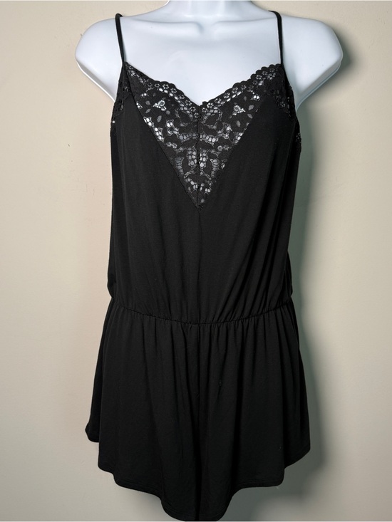 Victoria's Secret Pants - Victoria’s Secret Black Lace V-Neck Spaghetti Strap Romper Cottagecore Size M